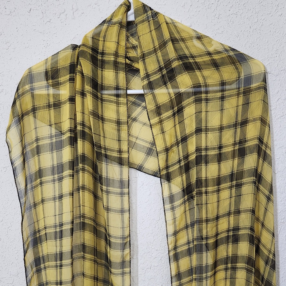 Yellow and Black Plaid Accent Neck Scarf